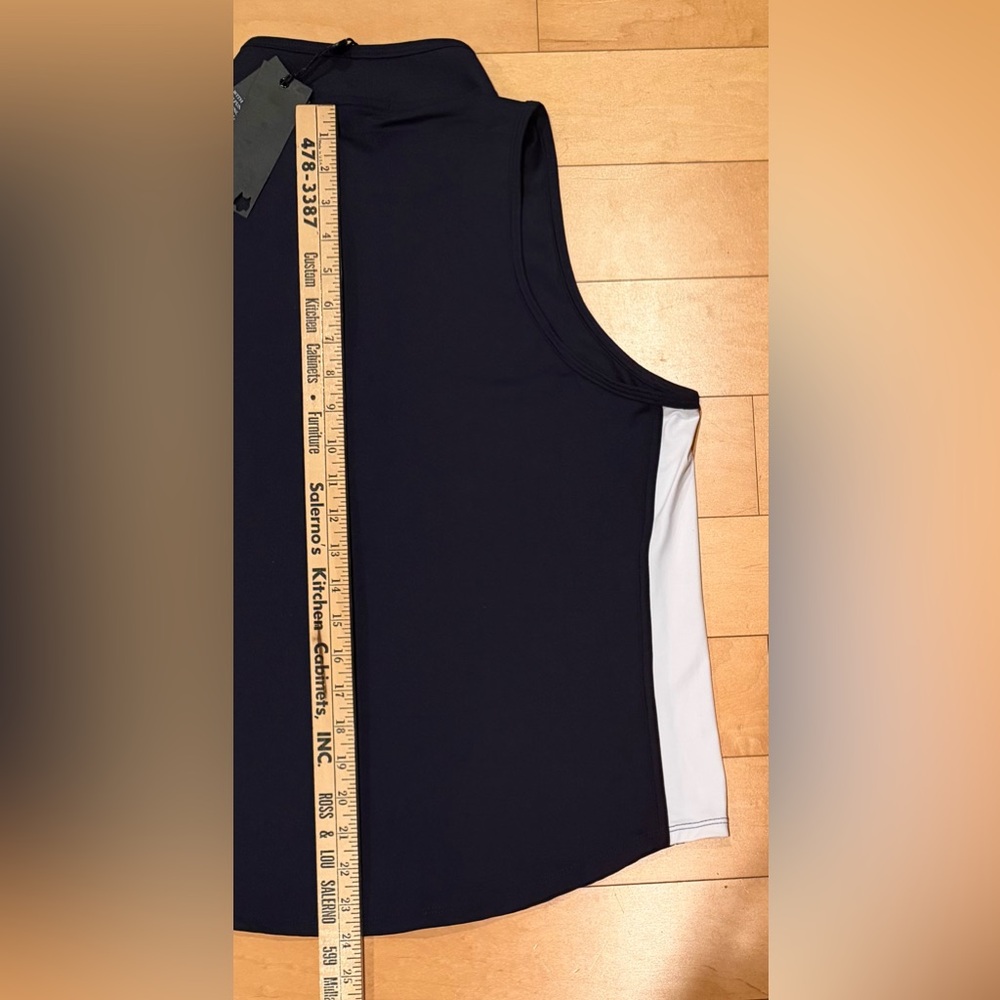 NWT - Greyson Women’s Sleeveless Vesta Mock Neck Top - CANAL- Navy White - XL - Picture 10 of 12